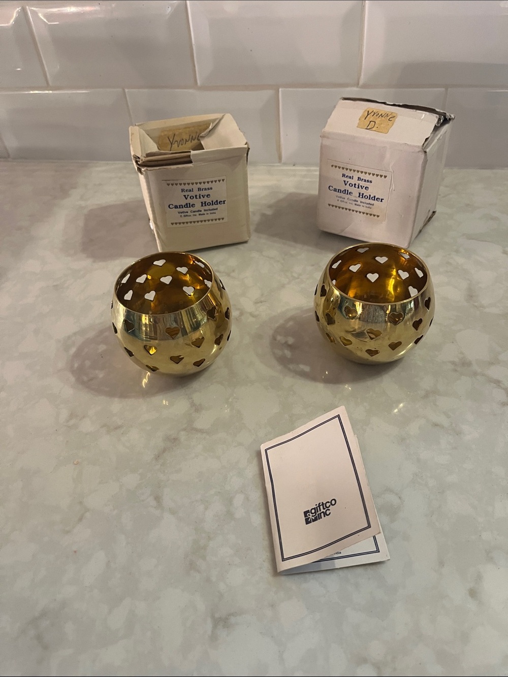 Vintage giftco Brass Votive holders gloves cups